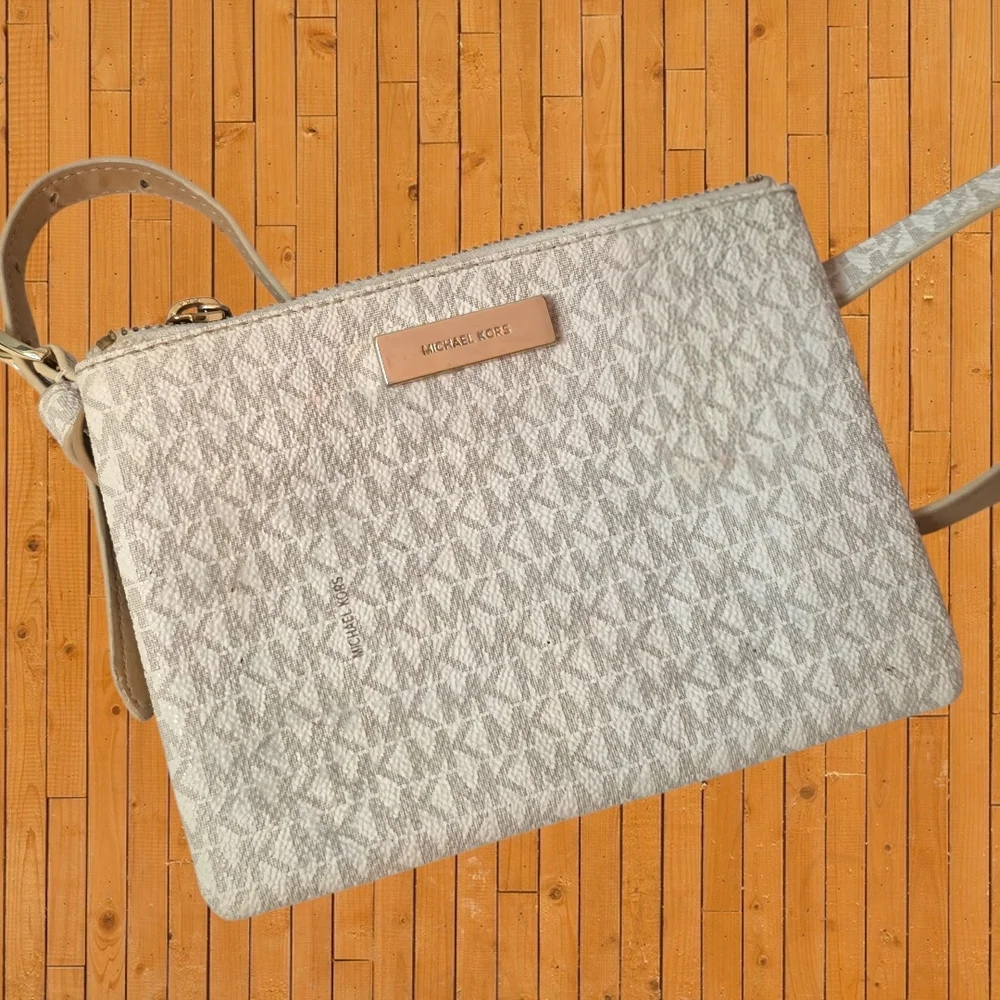 Michael Kors Cream And Tan Monogram Belt Bag